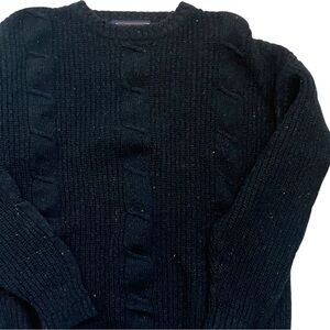 Vintage Chaps Ralph Lauren Wool Cable Knit Sweater XL Green Flecked Fisherman